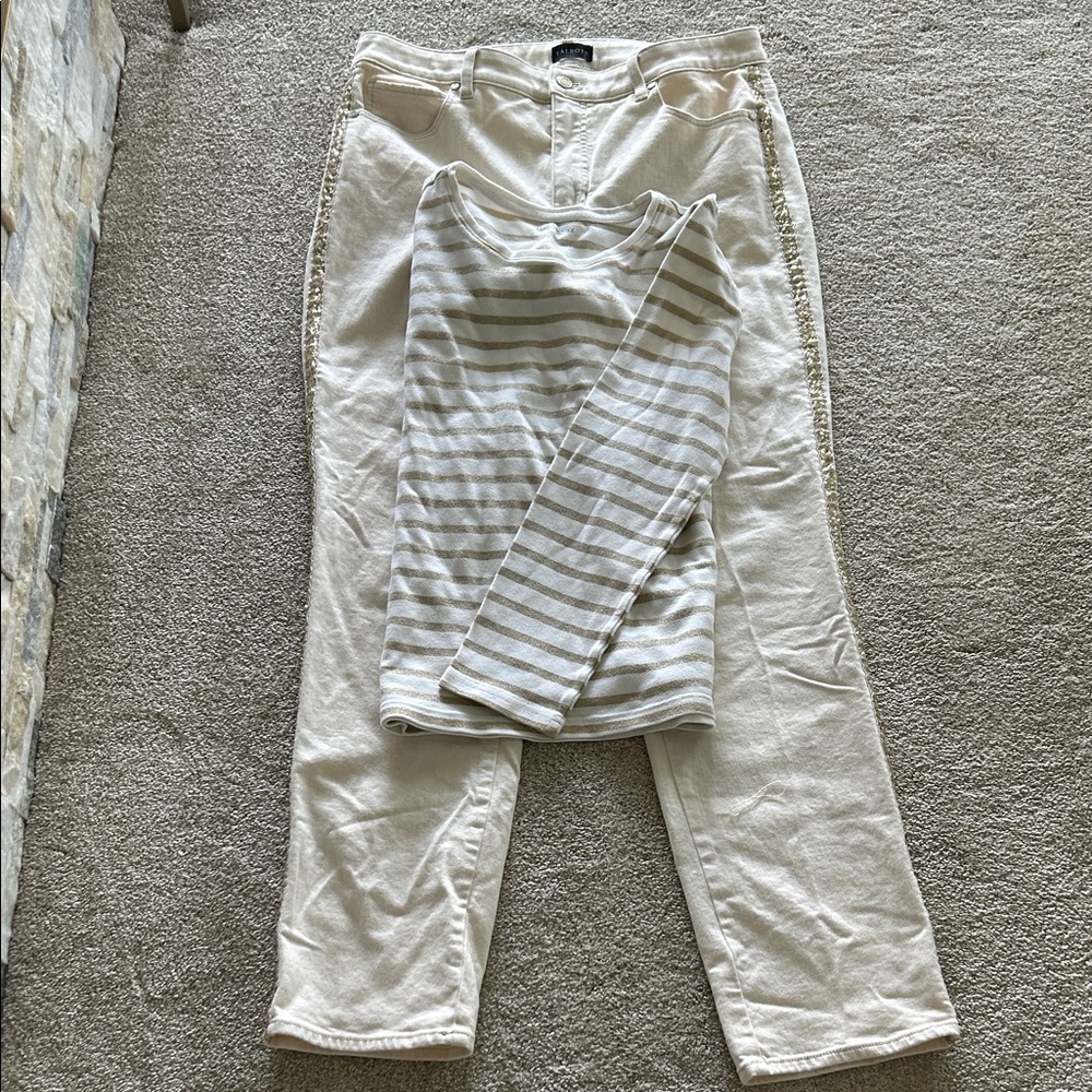 Talbots Cream Straight-Leg Jeans